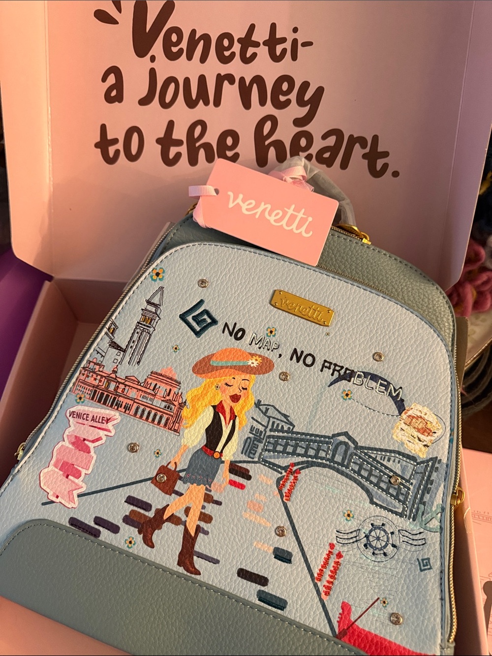 Venetti Travel-Themed Backpack